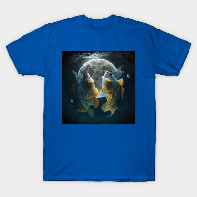 Fish dancing on the moon T-Shirt by newcoloursintheblock